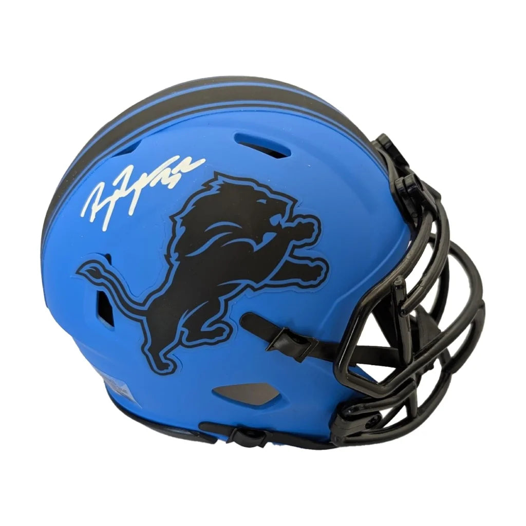 Brian Branch signed Detroit Lions rave Riddell mini helmet in blue with black accents