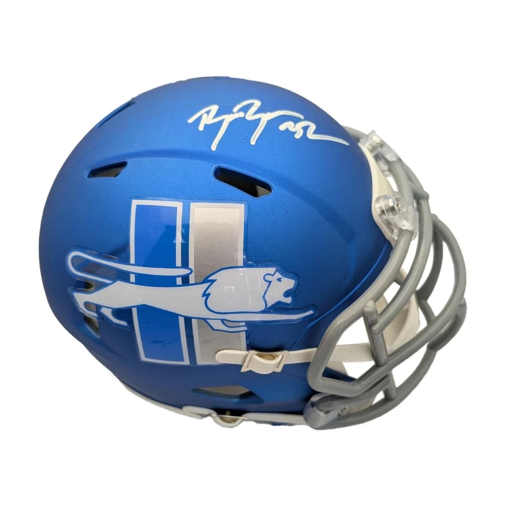 Brian Branch signed Detroit Lions Riddell mini helmet, blue with silver accents