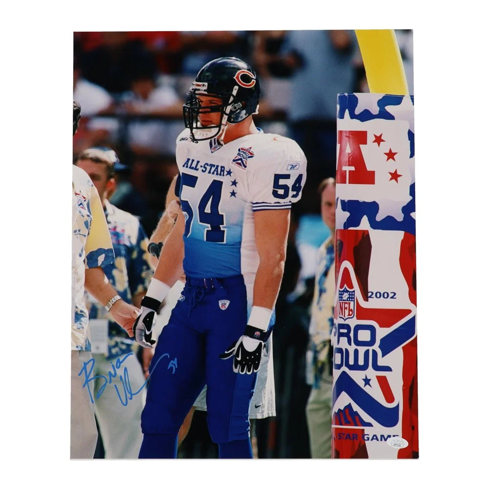 Autographed Brian Urlacher signed Bears photo in his All-Star jersey and helmet