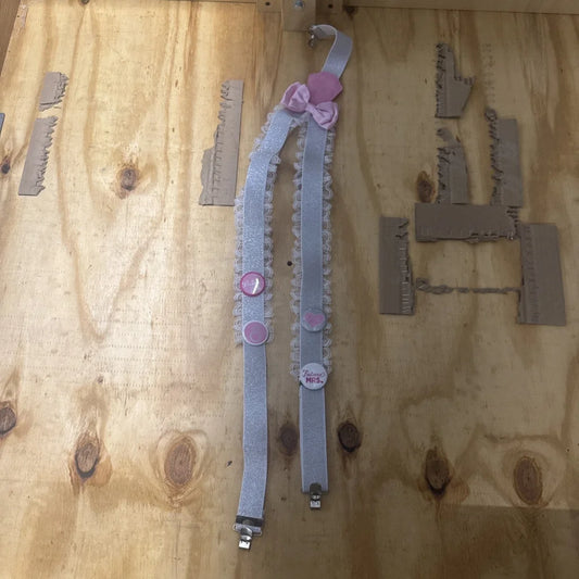 Delicate lavender lace bachelorette party garter suspender with pink buttons