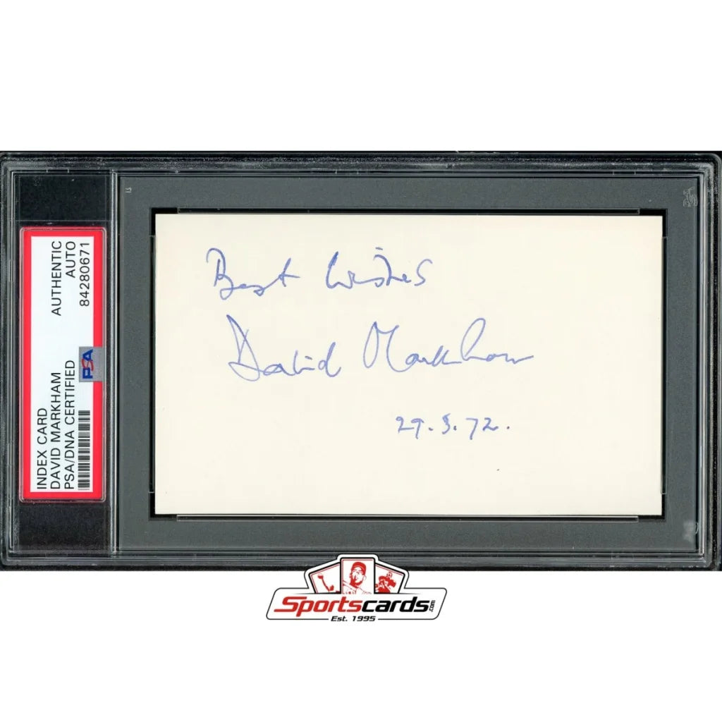 David Markham British actor signed card in black holder, PSA DNA authenticated