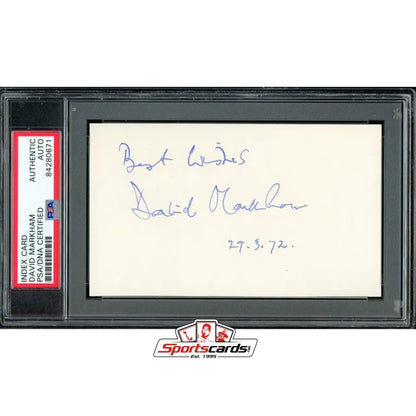 David Markham British actor signed card in black holder, PSA DNA authenticated