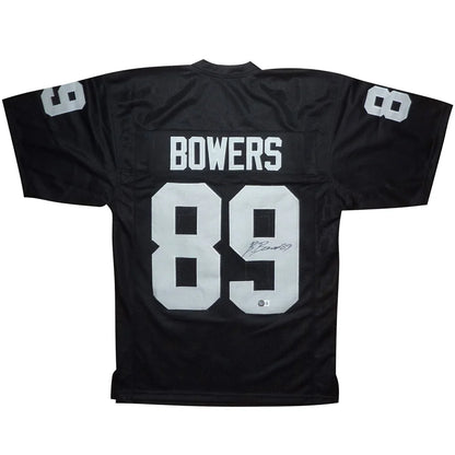 Brock Bowers autographed black silver Las Vegas jersey number 89