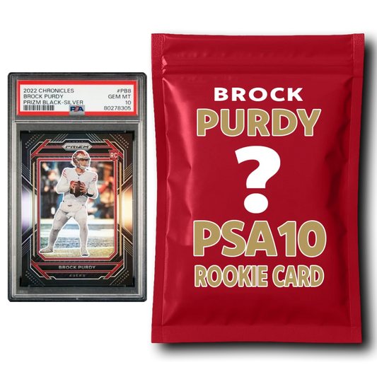 Brock Purdy PSA 10 Graded Football Rookie Card Mystery Pack | Hall of Fame Sports Memorabilia | vintageantiquesgifts.com