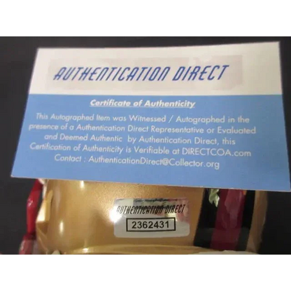 Certificate of authenticity and holographic sticker on Brock Purdy San Francisco 49ers mini helmet