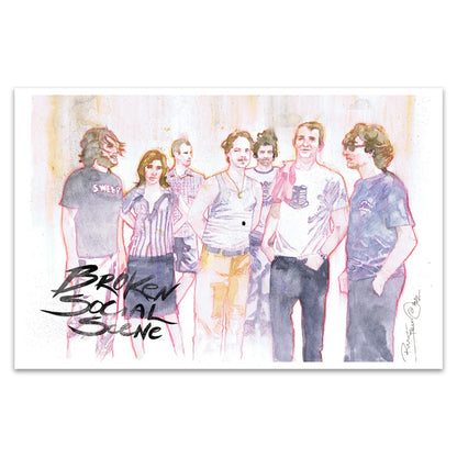 Watercolor painting of Broken Social Scene for the signed deluxe graphic novel hardcover