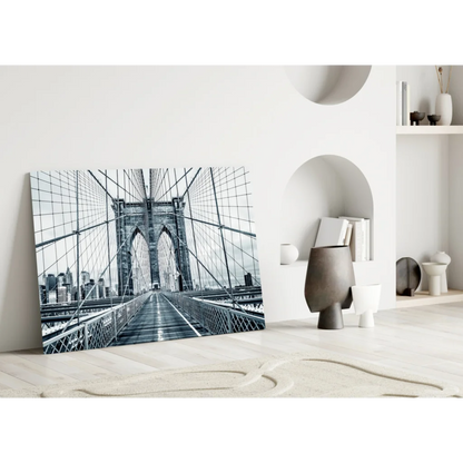 Black-and-white Brooklyn Bridge canvas wall art print