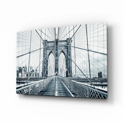 Black-and-white Brooklyn Bridge canvas wall art print