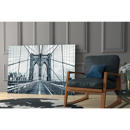 Black-and-white Brooklyn Bridge canvas wall art print