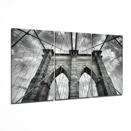 Brooklyn Bridge black-and-white triptych wall art canvas print