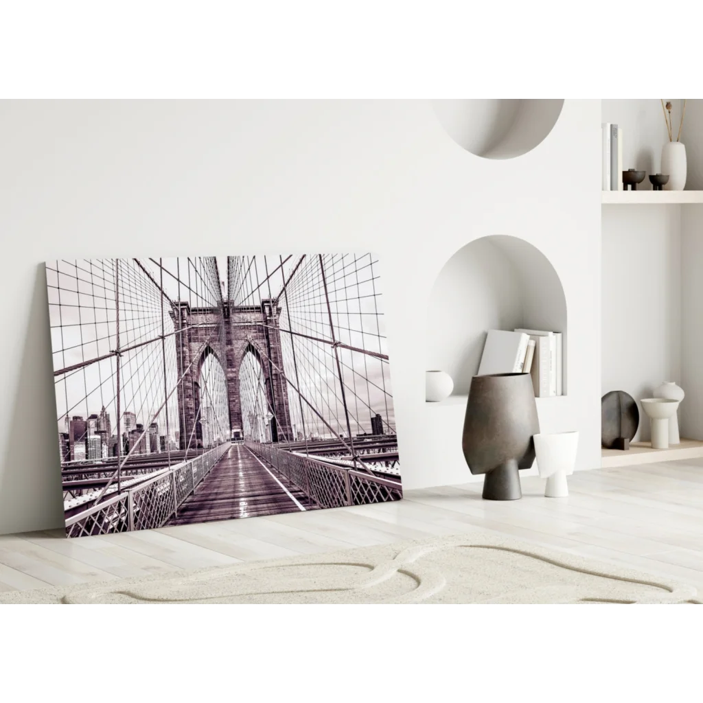 Black and white Brooklyn Bridge canvas wall art print