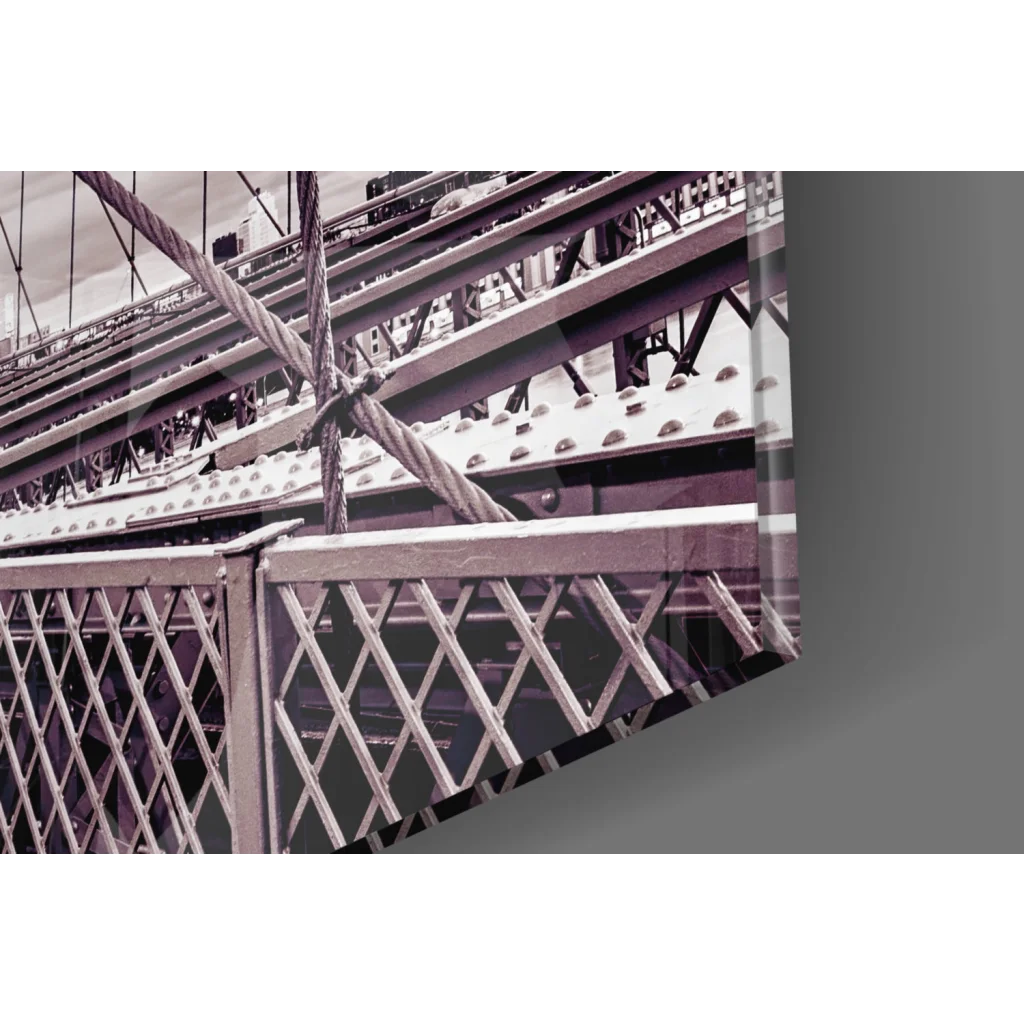 Sepia Brooklyn Bridge wall art print with purple tint