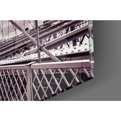 Sepia Brooklyn Bridge wall art print with purple tint