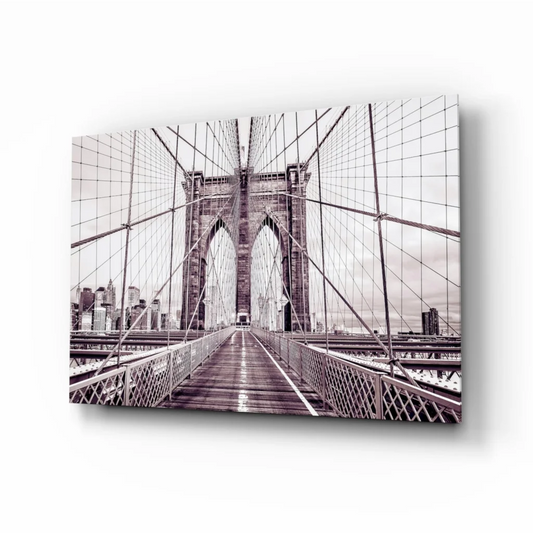 Brooklyn Bridge purple tint black-and-white canvas wall art print