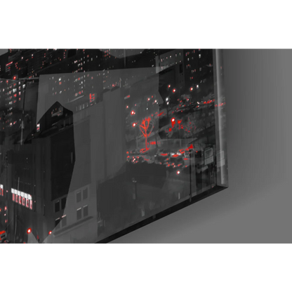 Brooklyn Bridge reflective glass wall art with red white lights