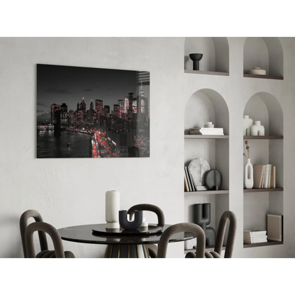 Brooklyn Bridge canvas wall art in black and white with red accents