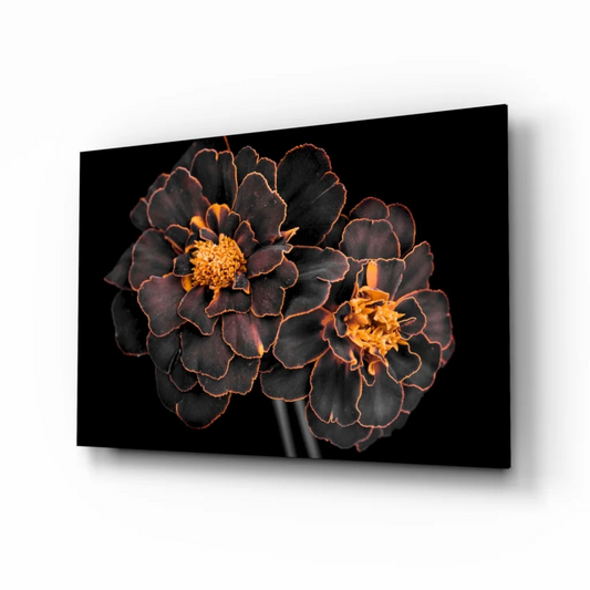 Stunning Black Marigold Wall Art with Golden Blooms | Insigneart USA | vintageantiquesgifts.com