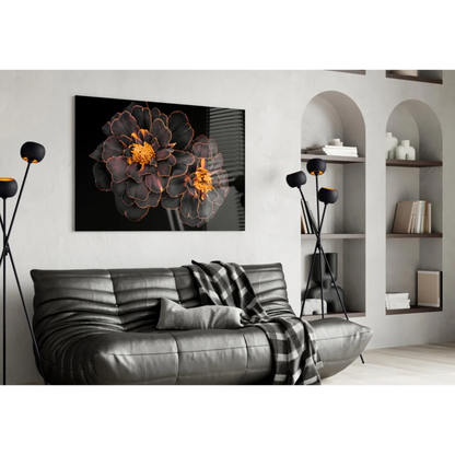 Stunning Black Marigold Wall Art with Golden Blooms | Contemporary Home Wall Art | vintageantiquesgifts.com