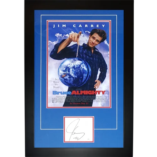 Framed Bruce Almighty 11x17 movie poster with Jim Carrey autograph