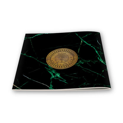 Black marble vinyl roll with green veins and gold seal for Bruce Dickinson Mandrake Project