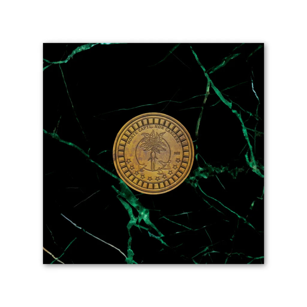 Bruse Dickinson Mandrake Project coin with detailed emblem, Tony Lee comic collectible