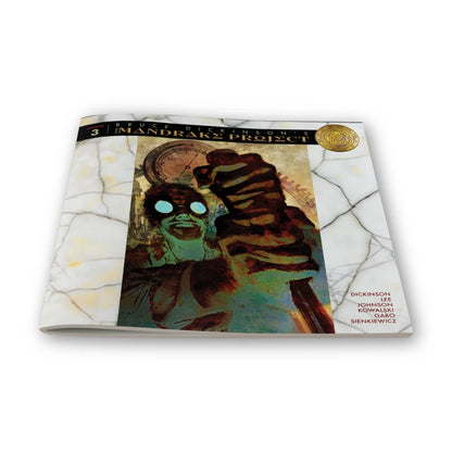 Comic book cover featuring stylized figures with glowing eyes from Bruce Dickinson Mandrake Project