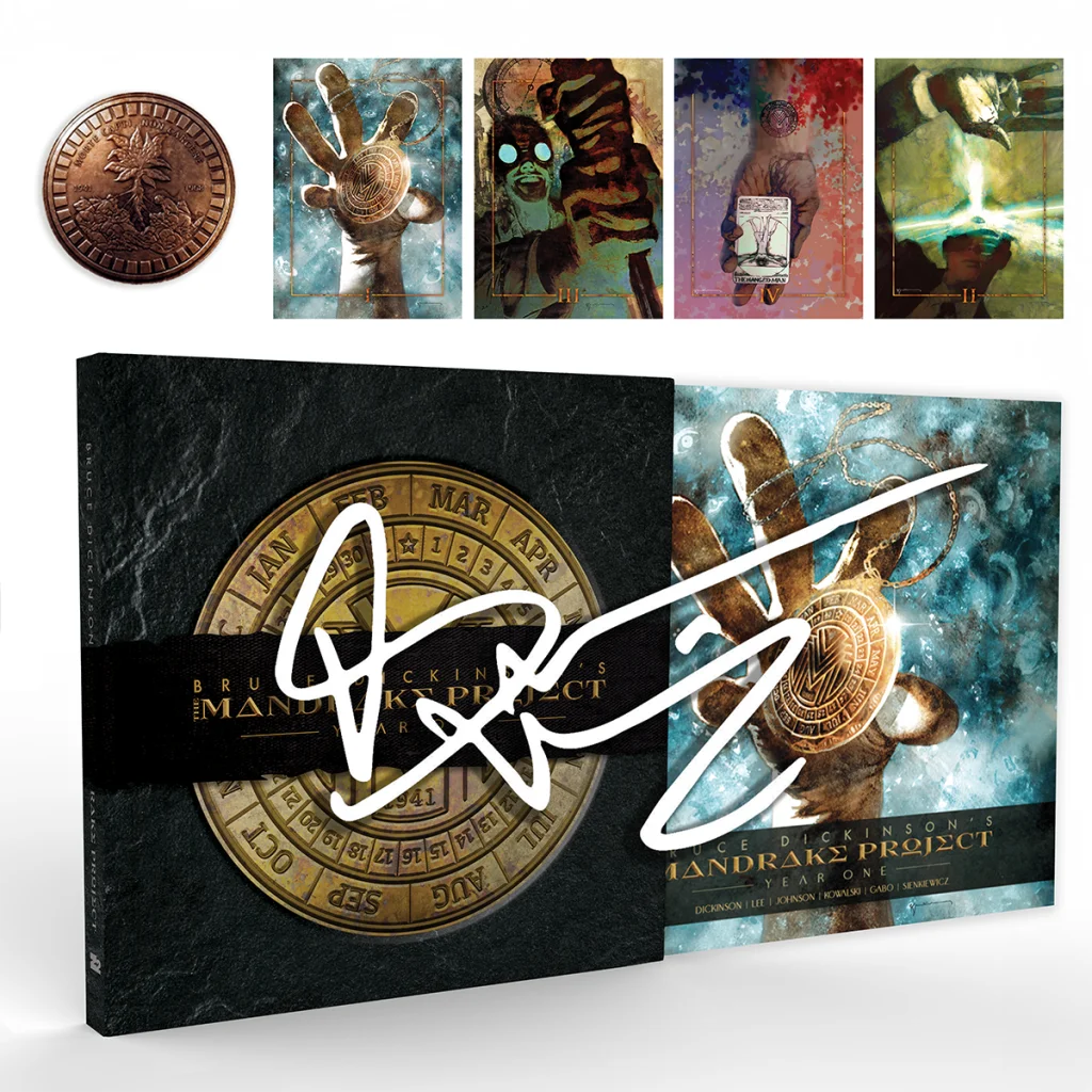 Bruce Dickinson Mandrake Project signed deluxe edition with Mandrake Dial, art prints, coin
