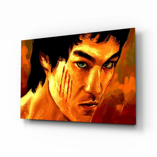 Bruce Lee Abstract Canvas Wall Art in Vibrant Orange and Red | Insigneart USA | vintageantiquesgifts.com