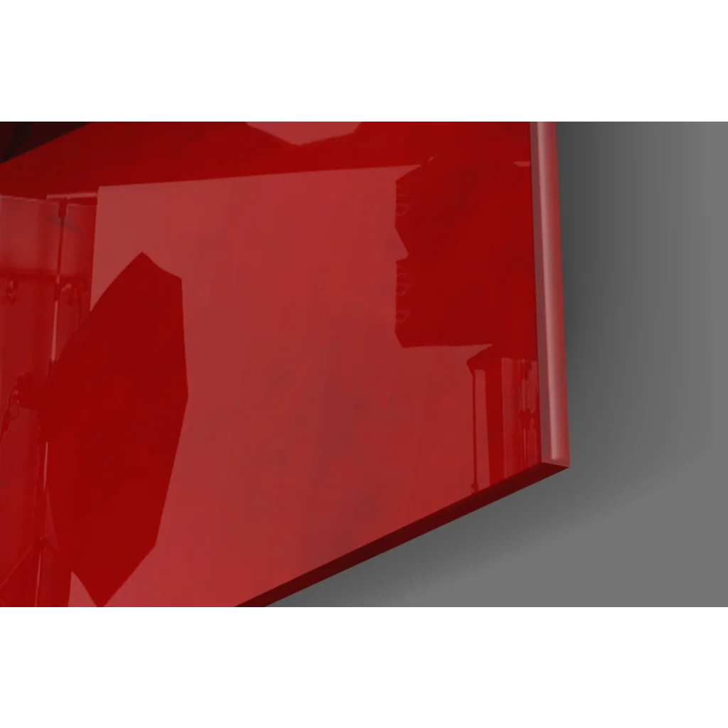 Glossy red Bruce Lee glass wall art print panel