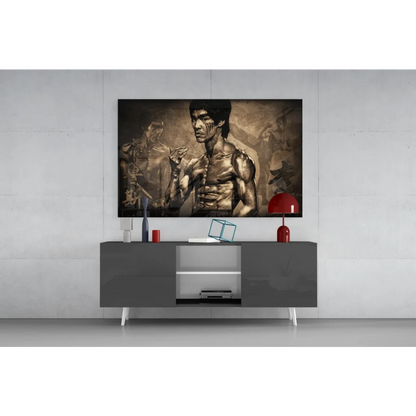 Sepia Bruce Lee martial arts canvas wall art print