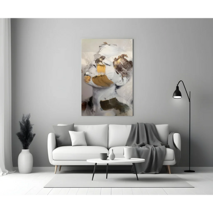 Stunning Gold Abstract Face Glass Wall Art Canvas | Modern Wall Art Decor | vintageantiquesgifts.com