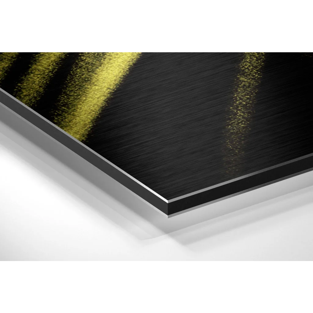 Stunning brushed aluminium dibond art print with gold accents