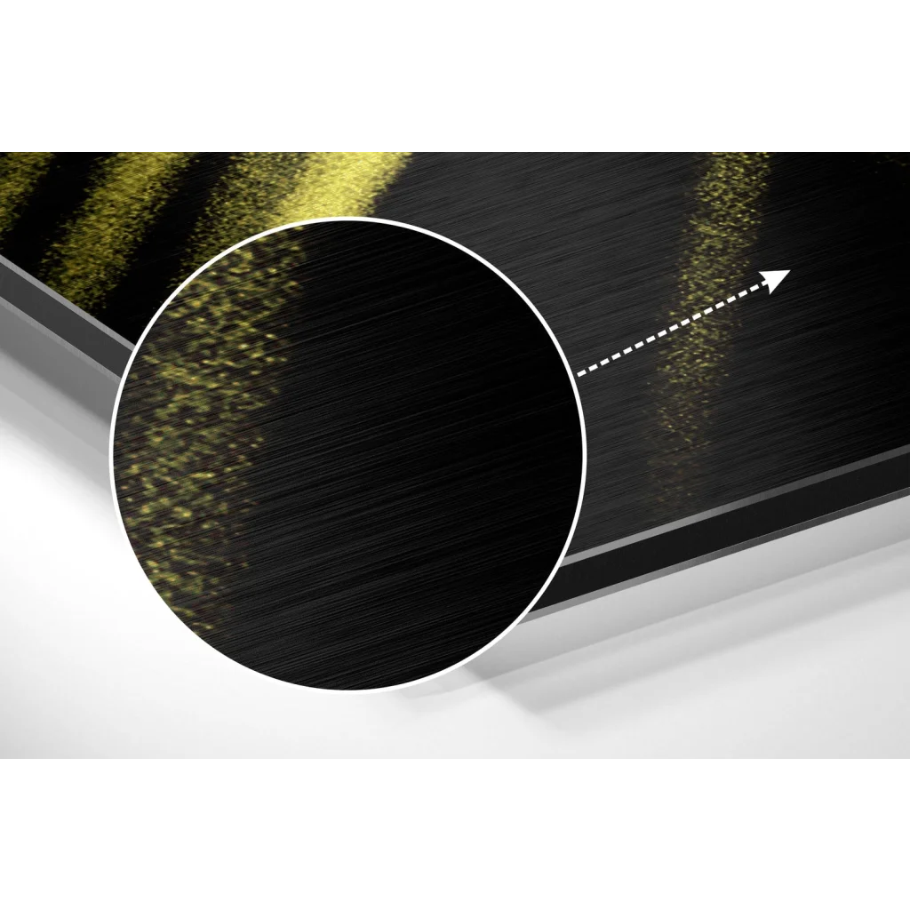 glass wall art Stunning brushed aluminium dibond art print with gold accents