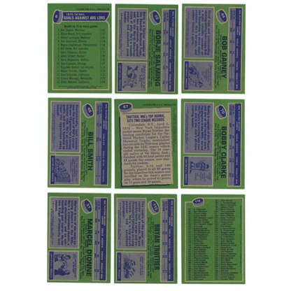 Vintage hockey trading cards featuring Bryan Trottier from Topps Hockey Complete Set