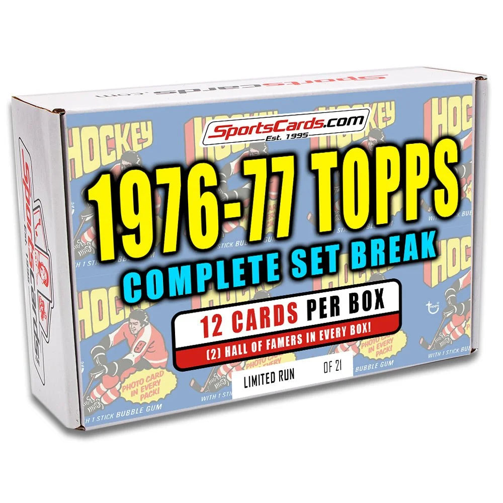 Box of 1976-77 Topps Hockey trading cards from Bryan Trottier Era Topps Hockey Complete Set