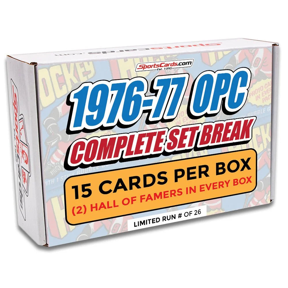 Cardboard box of 1976-77 O-Pee-Chee hockey cards from Bryan Trottier hockey complete set break