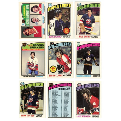Vintage hockey trading cards from Bryan Trottier hockey complete set break box