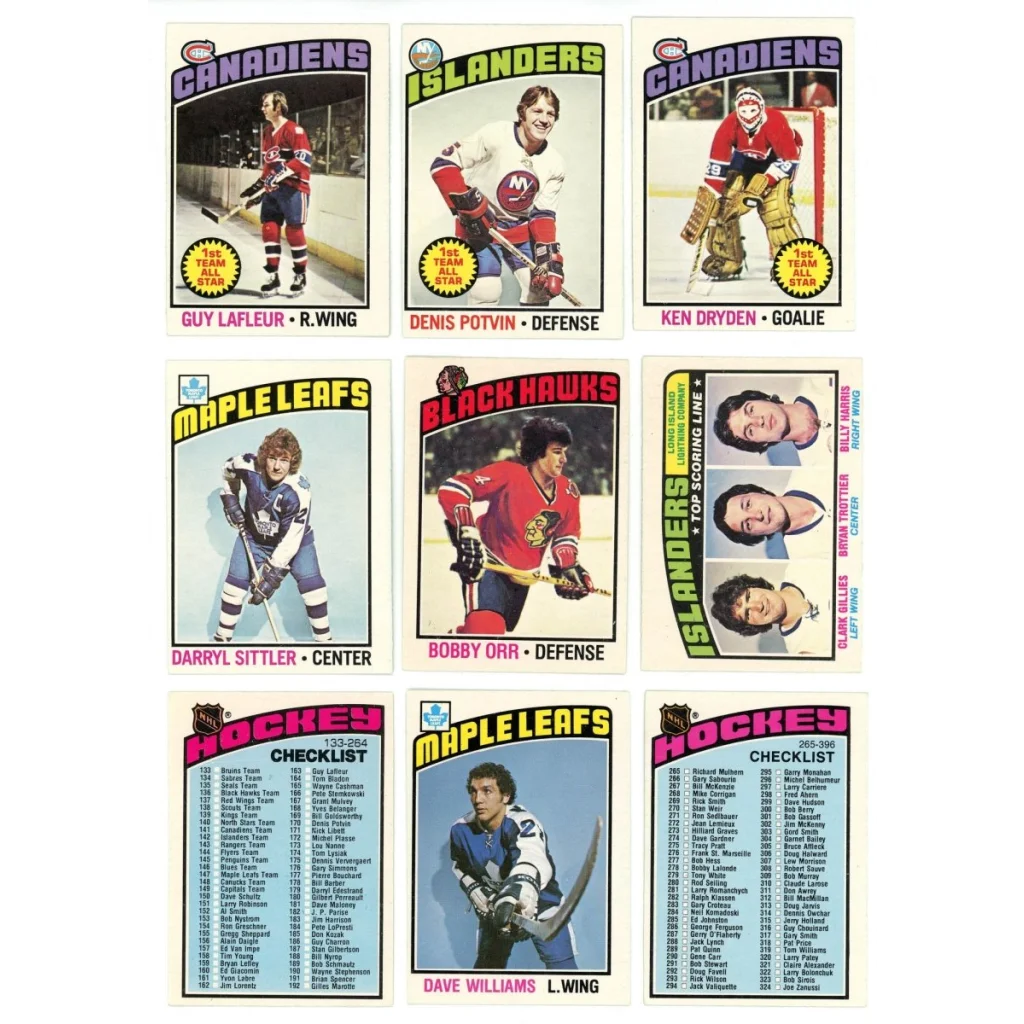 Vintage hockey trading cards from Bryan Trottier hockey complete set break box