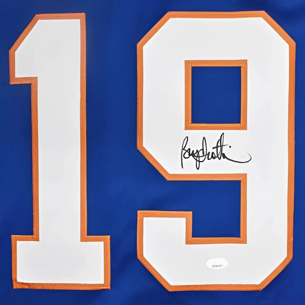 Bryan Trottier signed custom jersey number 19 in New York blue