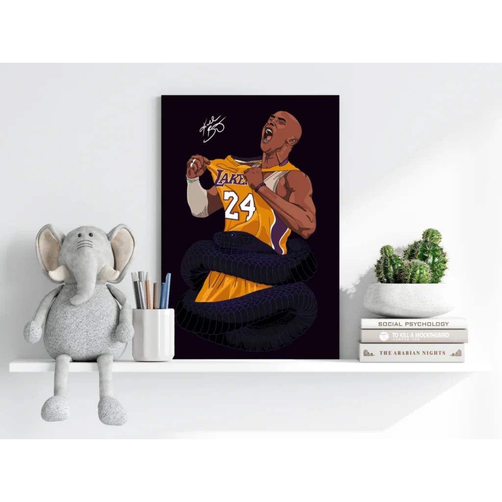 Kobe Bryant Lakers legend insigne aluminum print in vibrant jersey art