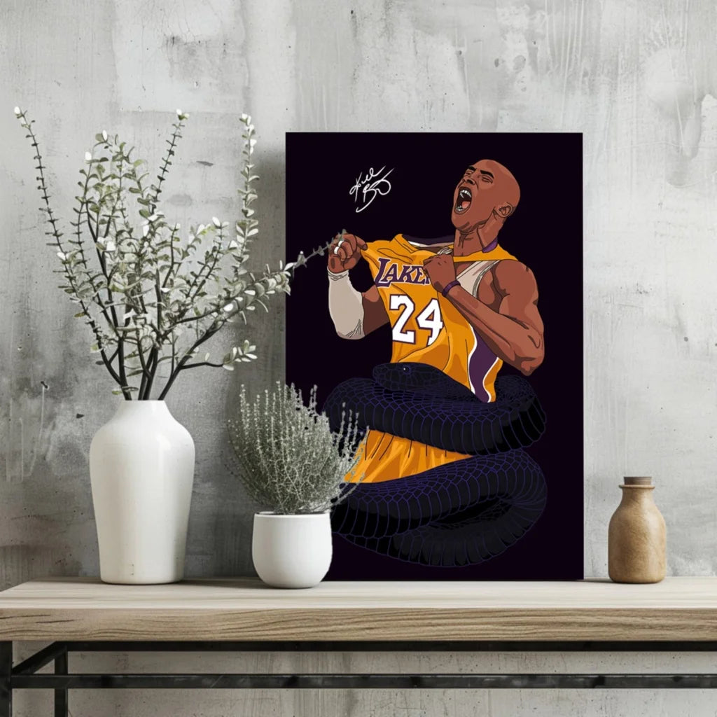 Kobe Bryant Mamba Insigne Aluminum Prints Lakers Legend Wall Art | Glass Wall Art Print | vintageantiquesgifts.com