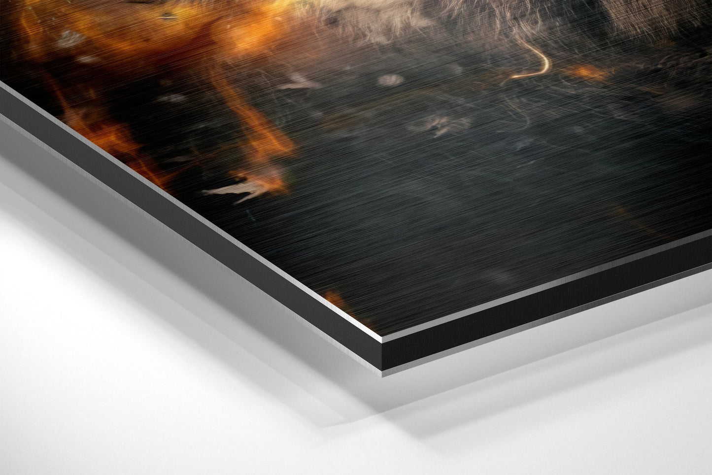 Roaring Tiger Fire Sparks Brushed Aluminium Dibond Wall Art