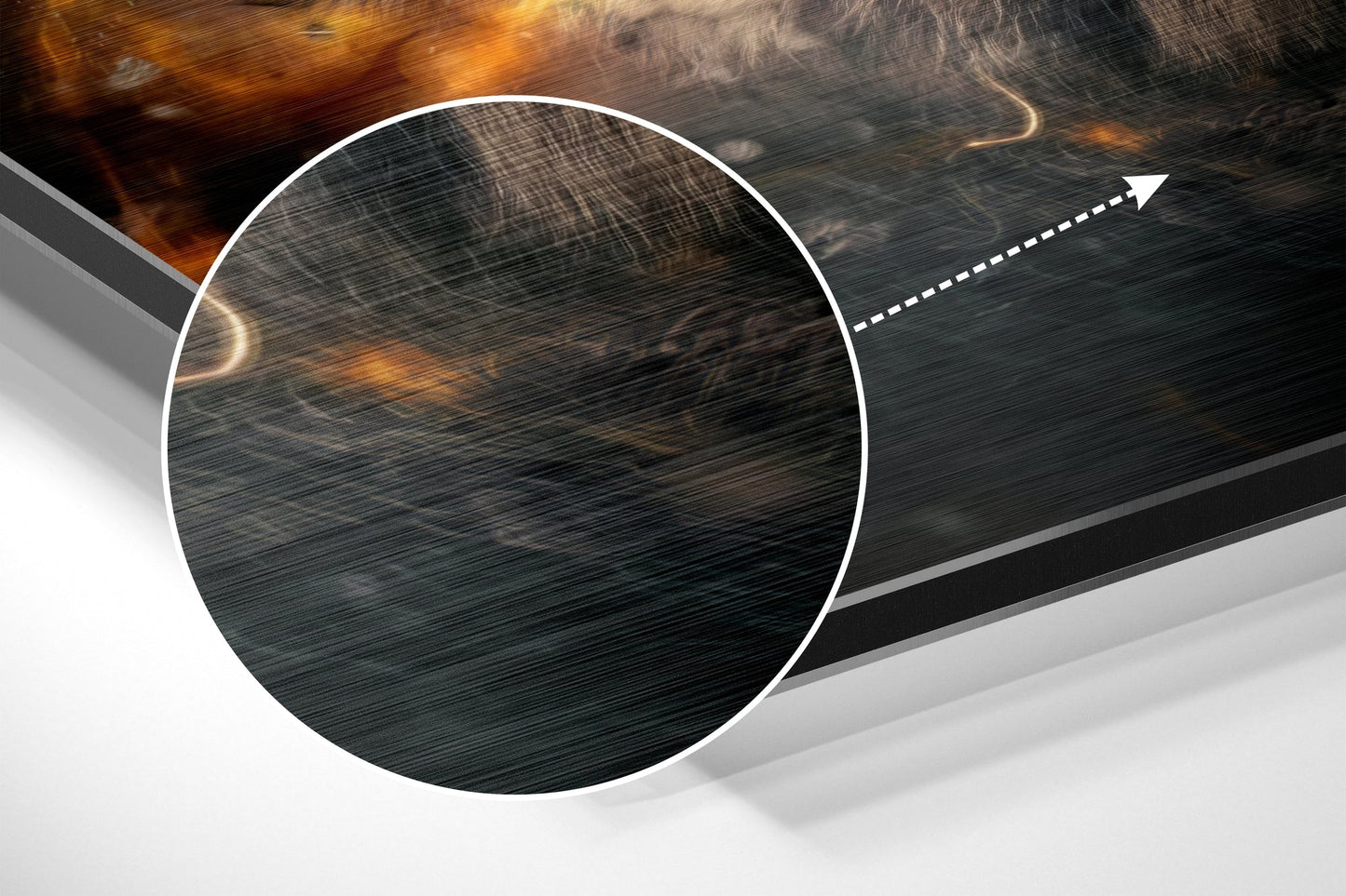 Roaring Tiger Fire Sparks Brushed Aluminium Dibond Wall Art