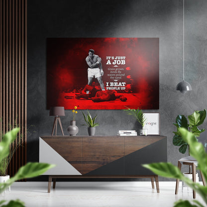 Crimson Ring Standing Boxer Brushed Aluminium Dibond Wall Art
