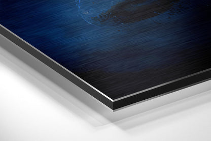Football Player in Blue Smoke Brushed Aluminium Dibond Wall Art