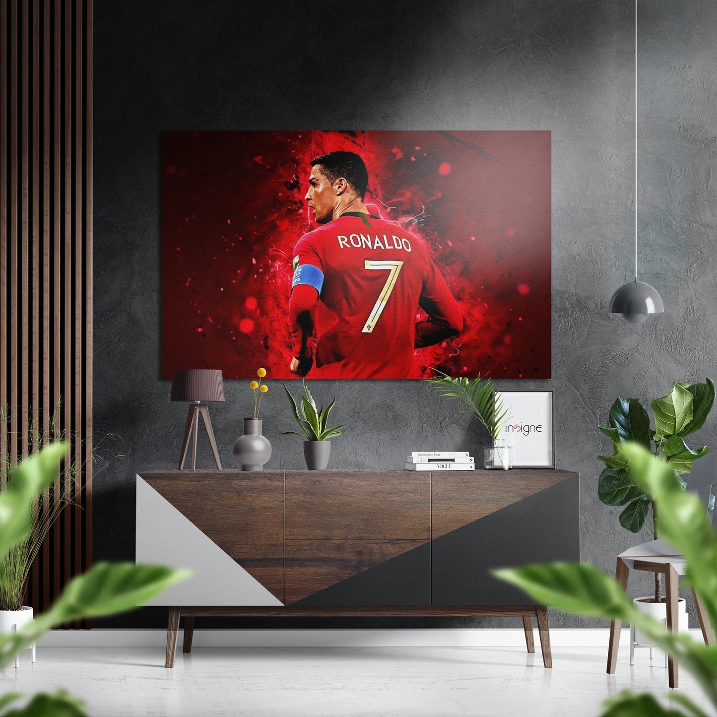 Number 7 Red Jersey Back View Brushed Aluminium Dibond Wall Art