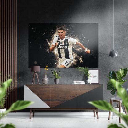 Striped Kit Footballer Sprint Brushed Aluminium Dibond Wall Art