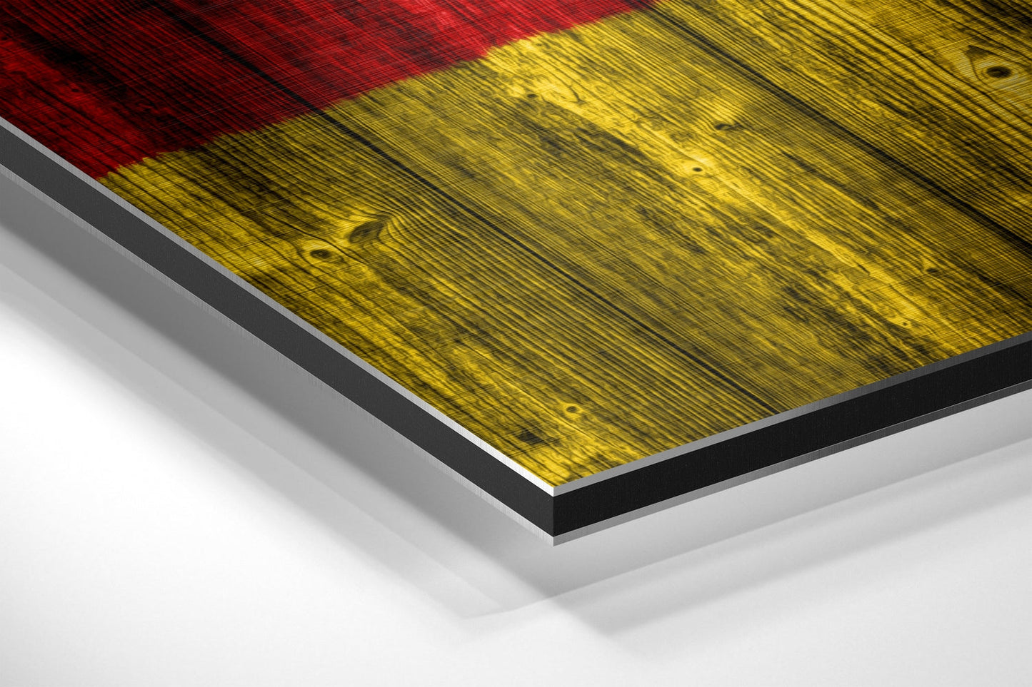 German Flag on Wood Planks Brushed Aluminium Dibond Wall Art