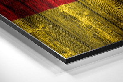 German Flag on Wood Planks Brushed Aluminium Dibond Wall Art