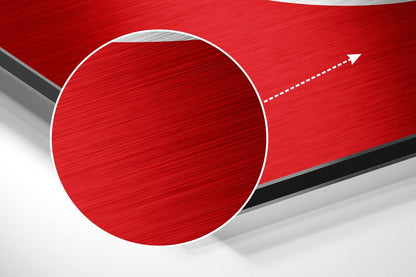 Turkish flag brushed aluminium wall art at angle showing red field, white crescent and star, with directional arrow.